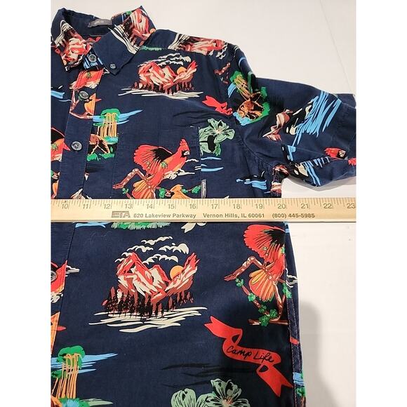 Eddie Bauer Shirt Men's M/T Blue Multicolored Camp Life Classic Fit 100% Cotton - Picture 7 of 9